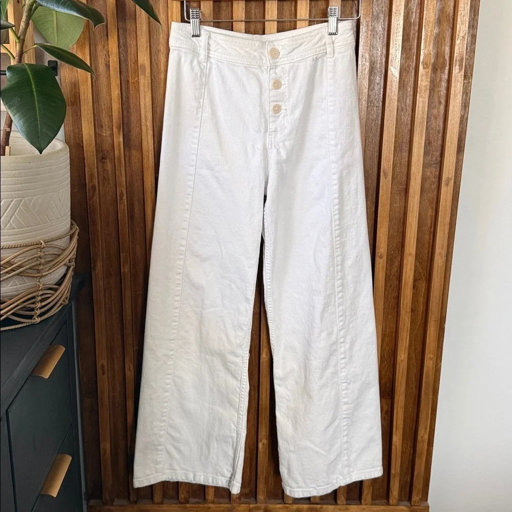 Zara Kids / adult Petite High Rise White Wide Leg Pants. Size 13-14